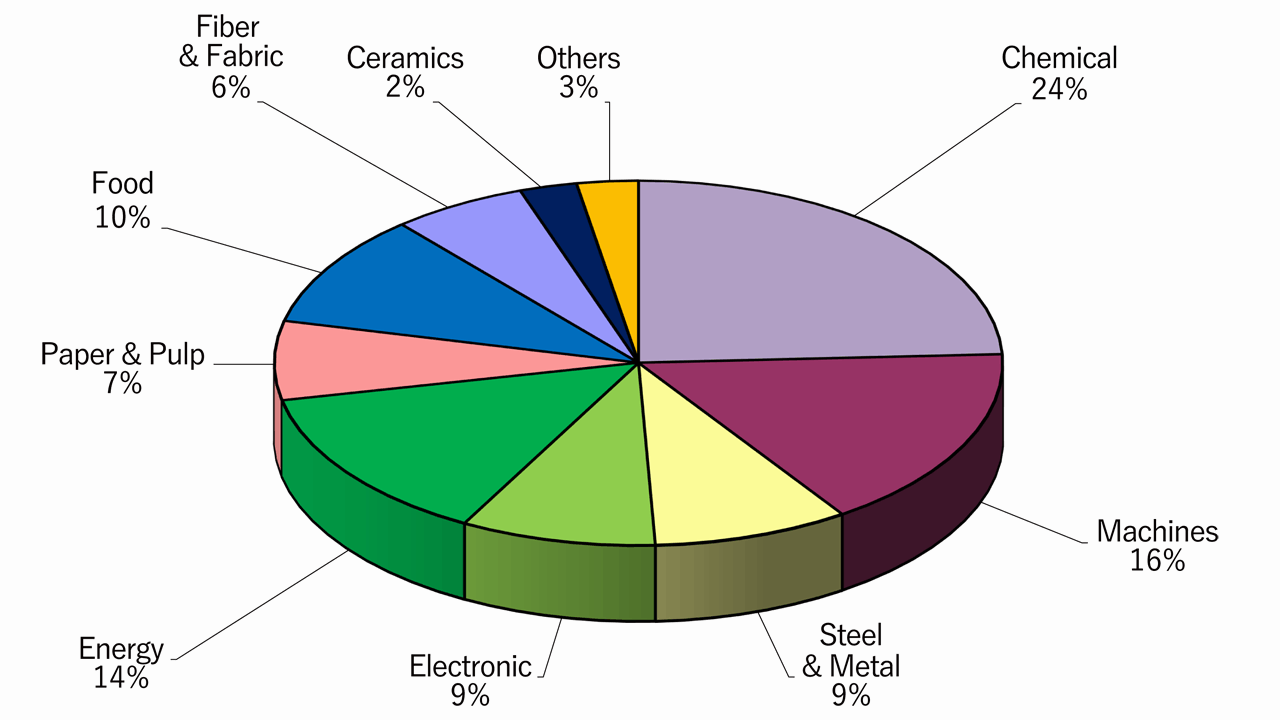 Share of Capacity by Industrial Sectors (as the end of March 2024)